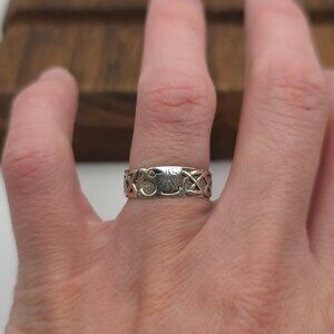 Size 6.75 Sterling Silver Celtic Animal Pattern Ring A377